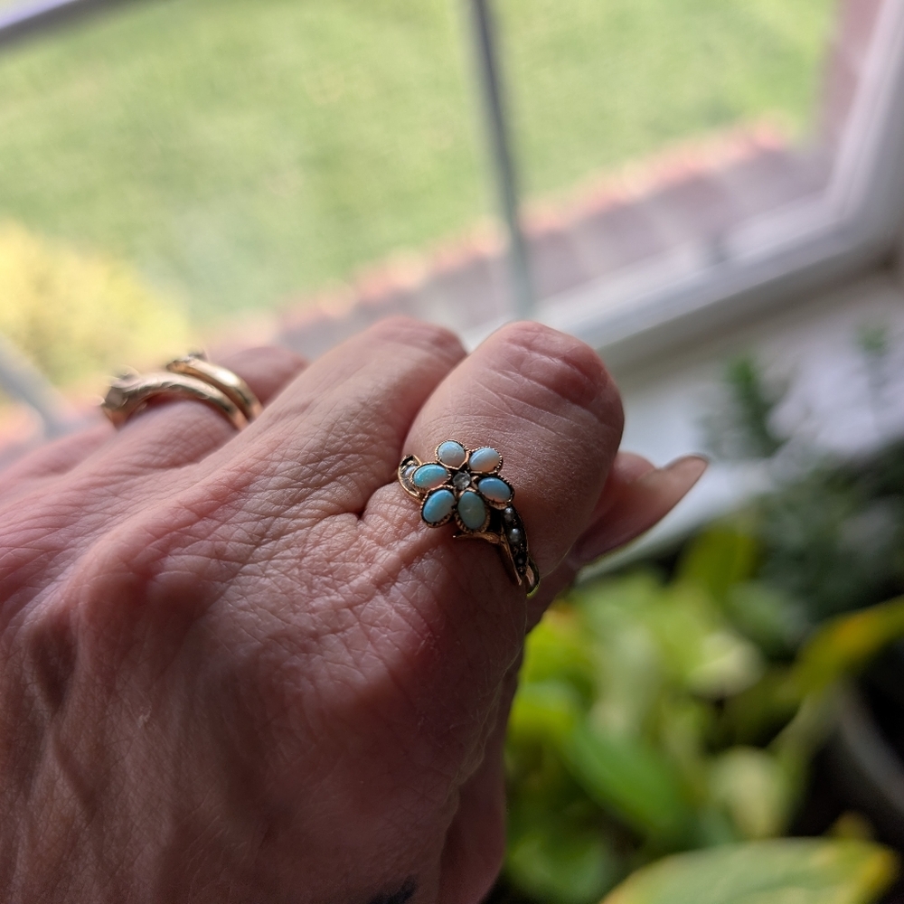 Antique Opal, Diamond & Rose Gold Ring Size 7, Antique Ring Sold As Is
